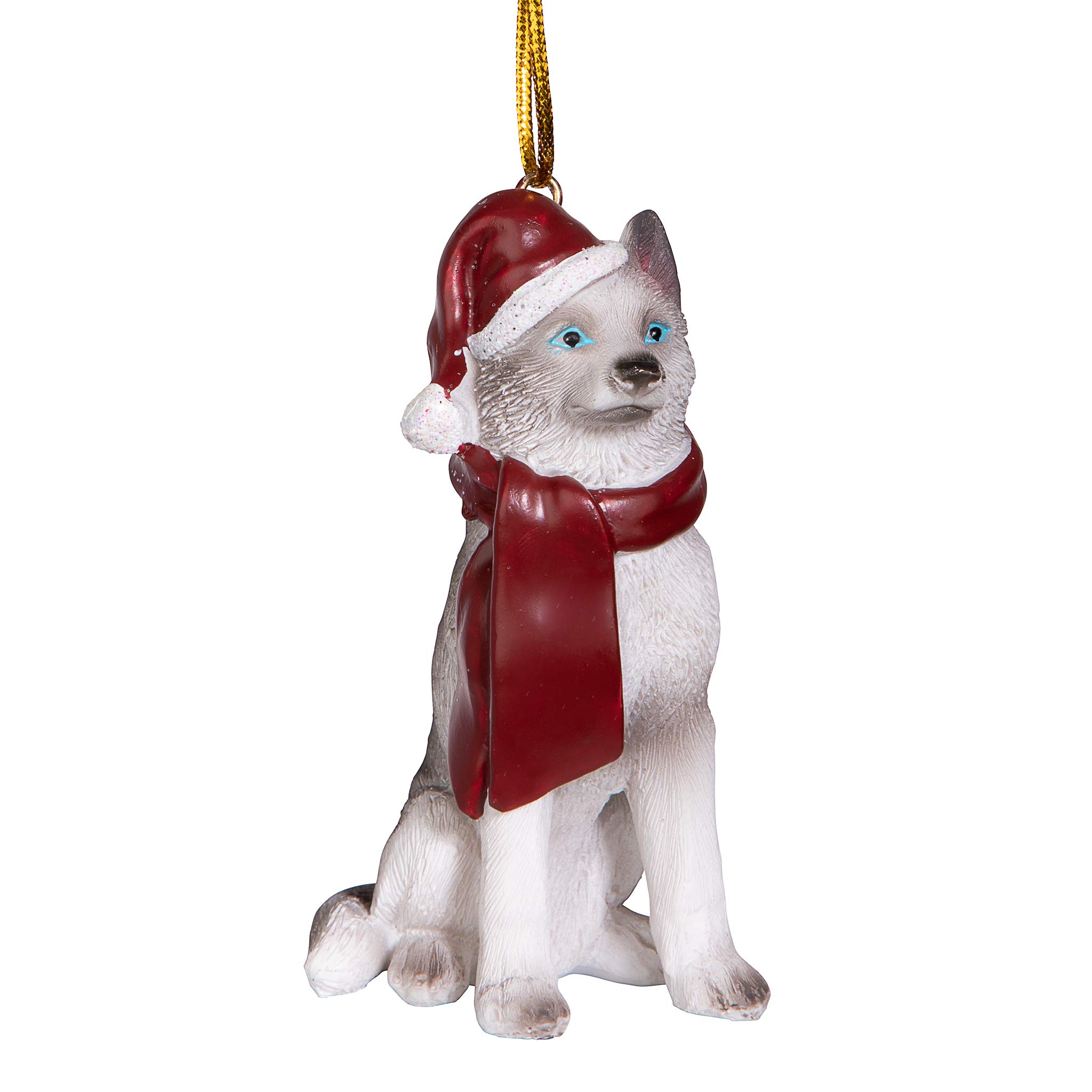 Design Toscano Siberian Husky Holiday Dog Christmas Tree Ornament Xmas Decorations, 8 cm, Polyresin, Full Color
