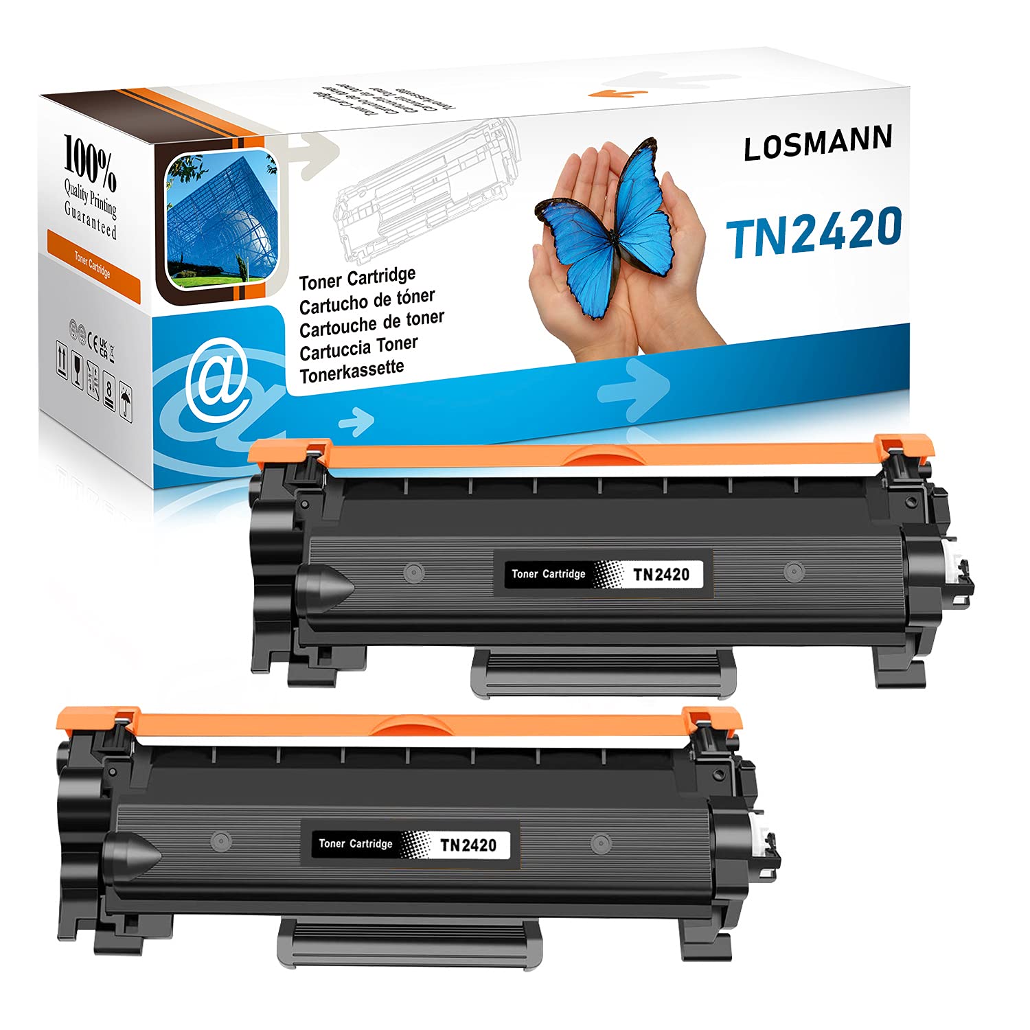LOSMANN Compatible Toner Cartridge Replacement for Brother TN2420 TN2410 for Brother MFC-L2710DW HL-L2350DW DCP-L2530DW HL-L2370DN DCP-L2510D HL-L2375DW HL-L2310D MFC-L2730DW L2550DN (2 Black)