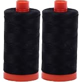 Aurifil Mako 50wt Thread 2 Large Spools: Black (2692x2)