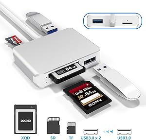 ?Upgraded Version? XQD Card Reader USB 3.0 SD(HC/XC) TF Card Reader with USB3.0x2 Fast Speed Up to 5Gbps,Compatible with Sony G&M Series XQD and TF/SD/SDHC Cards, for Windows/Mac OS