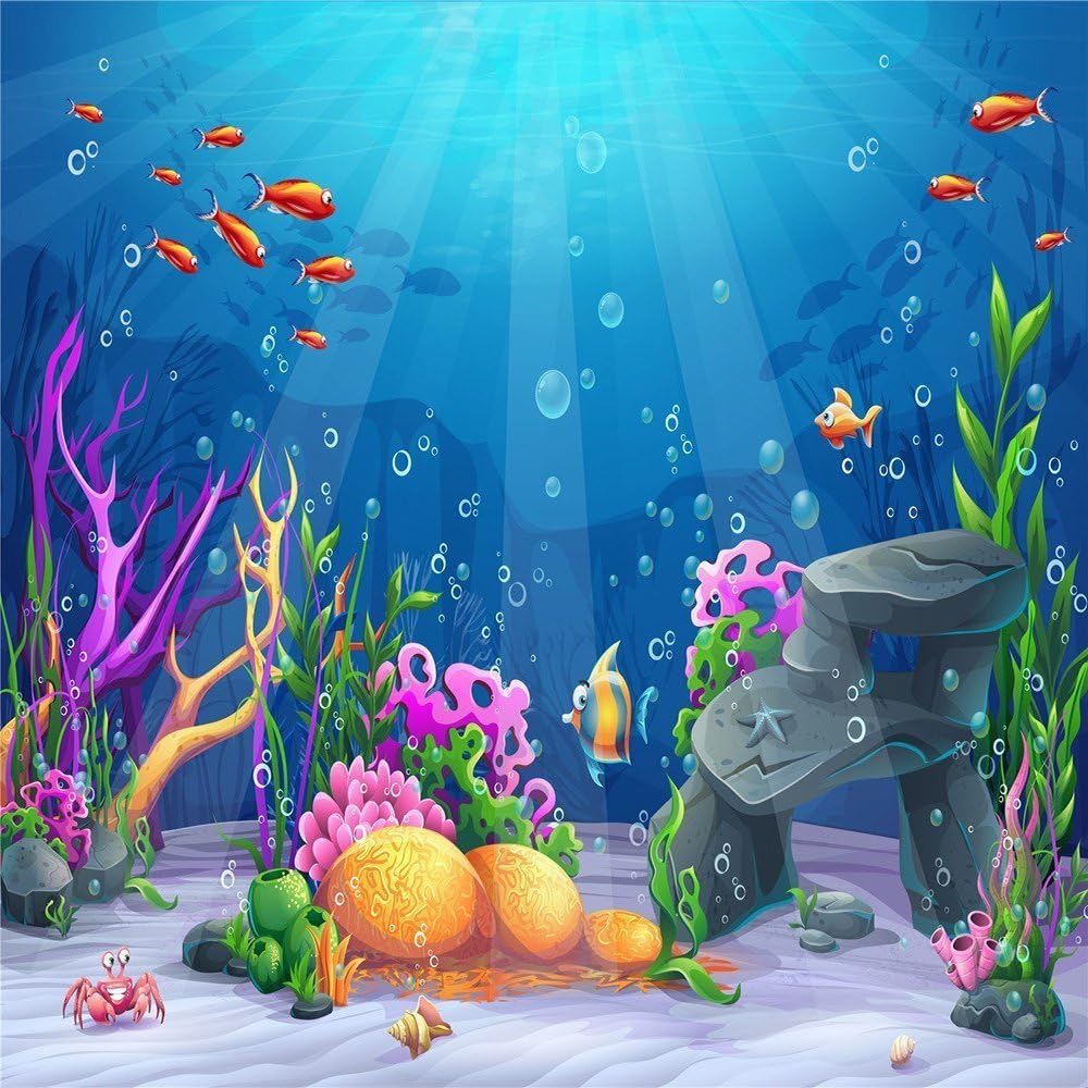 Amazon Com Kate 8x8ft Microfiber Blue Under The Sea Background For Photography Colorful Fish Backdrop Fairy Tale Backdrops Children Baby Birthday Party Decoration Backgrounds Camera Photo