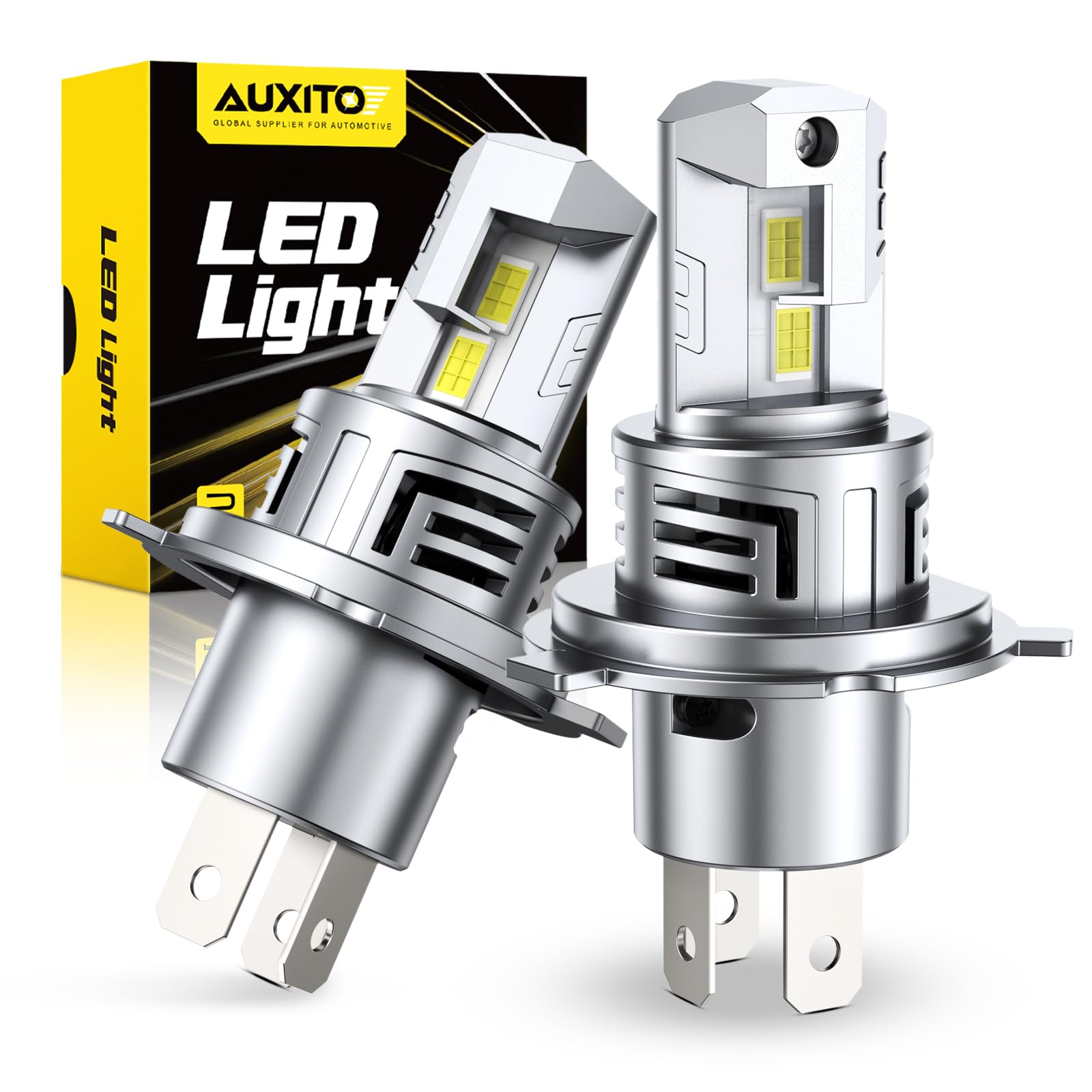 AUXITO H4 Bulb - 900% Brighter Output, 40000LM 6500K Bright White, Simple Plug & Play, 60000Hr+ Long Lifespan, Pack of 2 Image