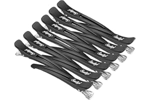 Sndyi Hair Clips 12 Packs - Professional Hair Clips for Styling Sectioning, Non Slip Duckbill Clips, Hair Roller Clips No Crease, Salon Hair Clips, Barber Hair Blips, 4.3'', Black