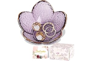 Purple Flower Glass Ring Dish Jewelry Dish Jewellery Tray Cute Room Decor Aesthetic Bedroom Accessories Tray Trinket Dish Rin
