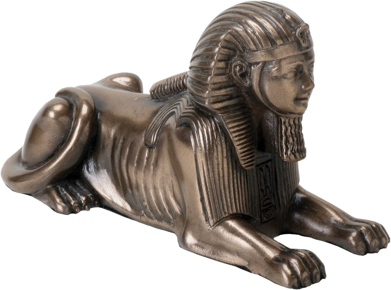 YTC Small Bronze Metal Colored Egyptian Style Sphinx Figurine Statue