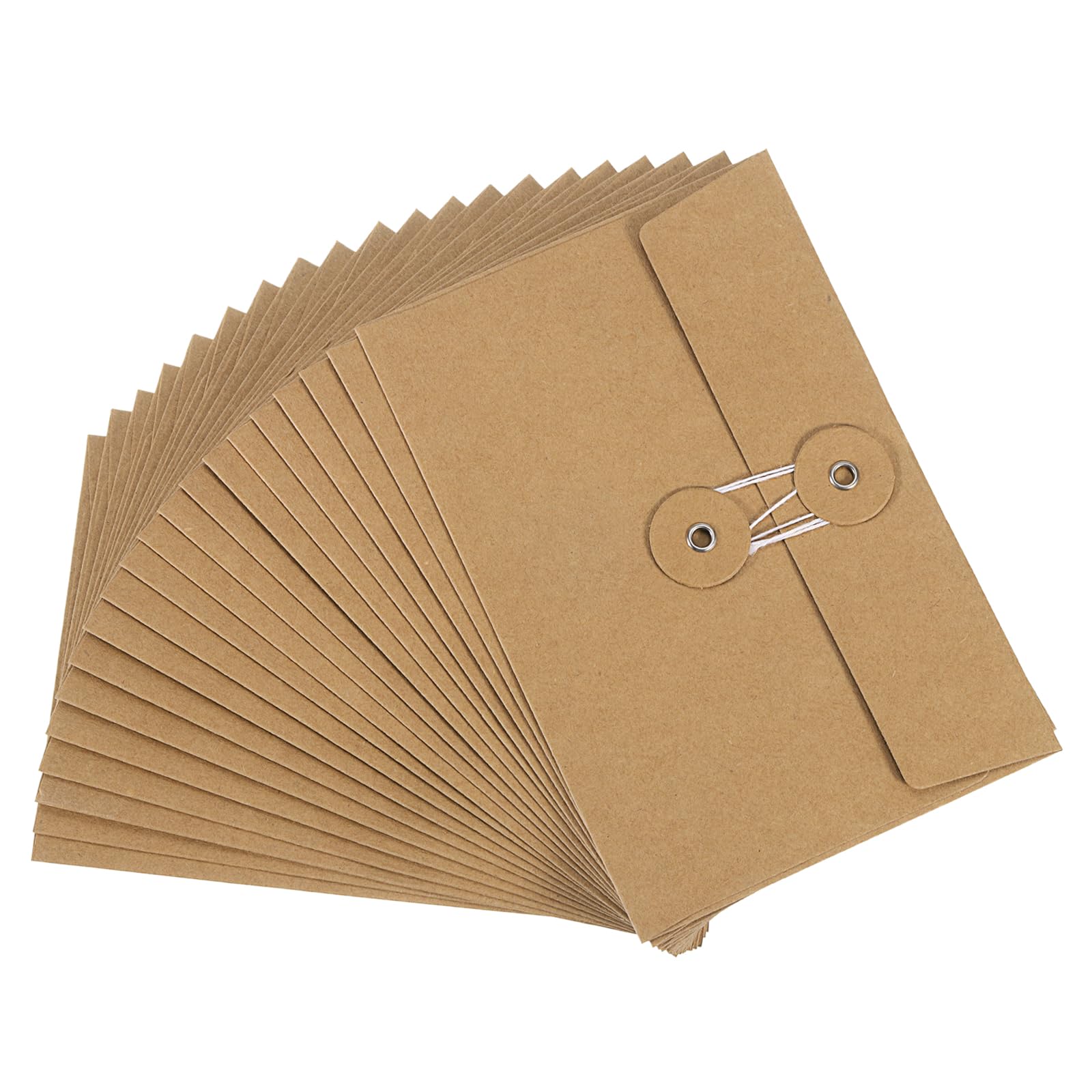 PATIKIL 4.5x6.7 Gift Card Envelopes with String Tie Closure, 20 Pcs Christmas Card Holders Greeting Business Card Envelope for Thanksgiving Day Halloween Birthdays Weddings, Brown