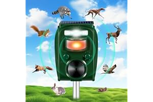 JAHY2TECH 2024 Upgraded Solar Animal Repellent Cat Repellent Squirrel Repellent Outdoor Ultrasonic pest Repeller Waterproof Motion Sensor Strobe Lights Skunk Deterrent Coyote Deterrent Raccoon Repellent