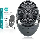 COSLUS FBS01 Facial Cleansing Brush Face Scrubber, Compact for Travel, Grey | Rechargeable, Gentle Silicone, 5 Cleansing Modes, Deep Cleaning for Men &amp; Women, Removing Blackhead Exfoliating