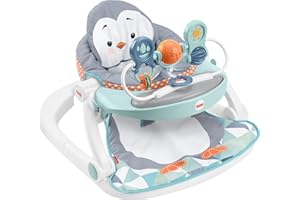 Fisher-Price Portable Baby Chair Sit-Me-Up Floor Seat With Snack Tray And Removable Bar, Penguin Island