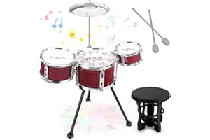 CHADRIGIVS Upgraded Toddler Drum Set with Lights Kids Jazz Drum Kit, Musical Instrument Toys for Toddler 1-3 3-5 Boys Girls Christmas Birthday Gift