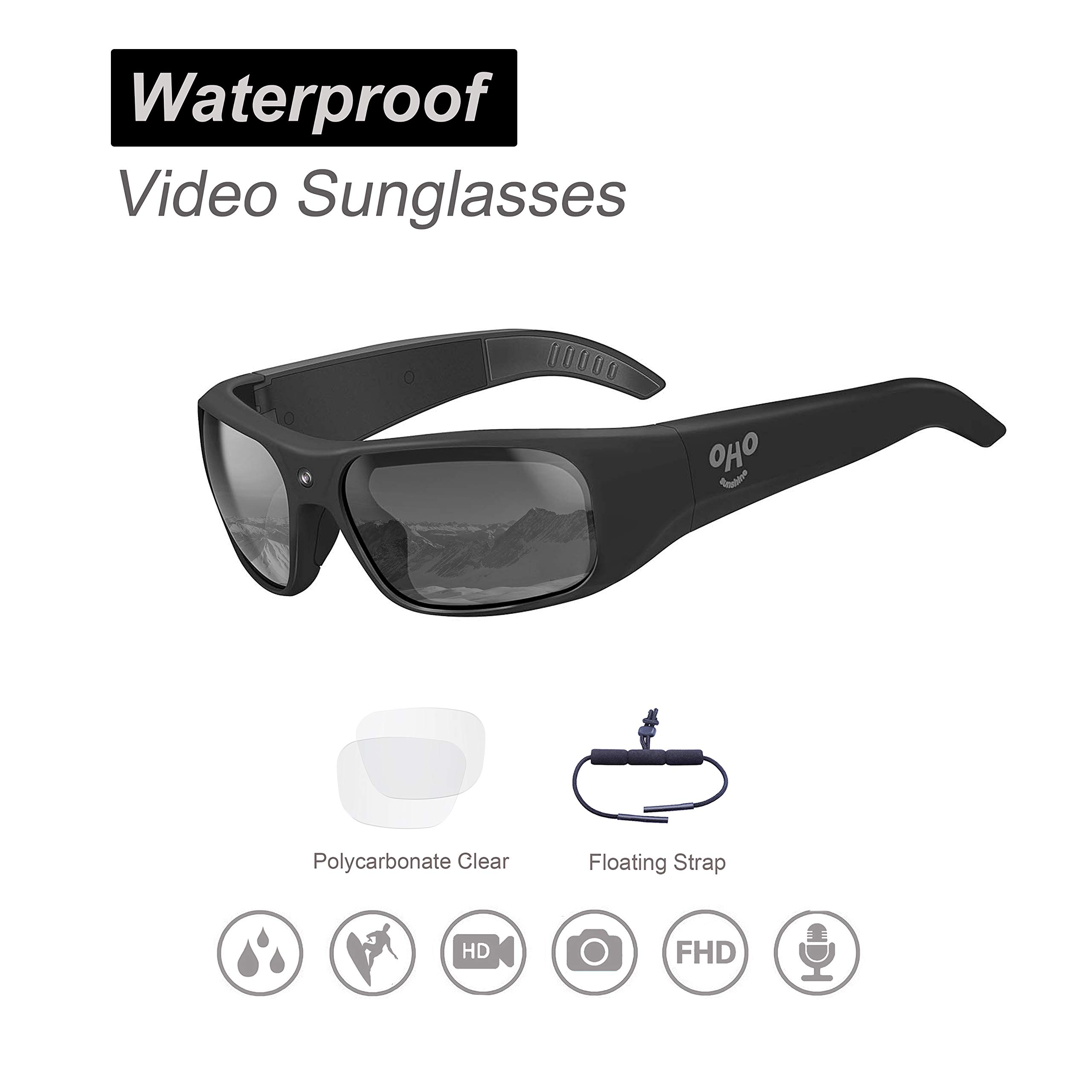 OhO sunshine Waterproof Video Sunglasses, 1080P Full HD Video Recording  Camera with 32GB Built-in Memory and Polarized UV400 Protection Safety