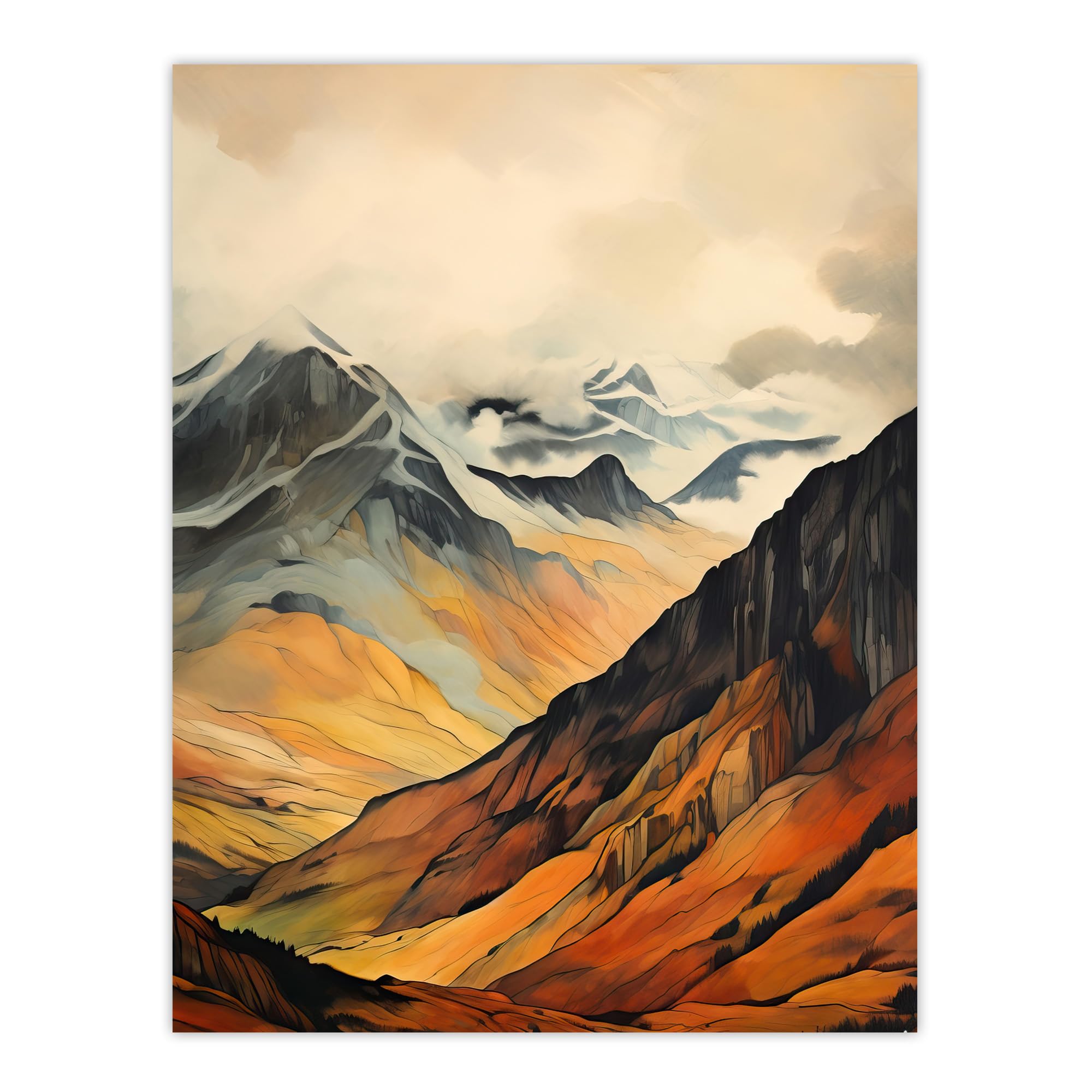 Artery8 Ben Nevis In Glen Scotland Landscape Watercolour Painting Extra Large XL Wall Art Poster Print