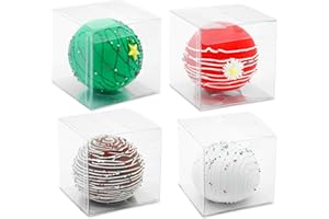 JOHOPACK 50pcs Clear Favor Boxes 3x3x3 Inch Chocolate Bomb Boxes Clear Gift Boxes Cupcake Box Macaron Box for Birthday Wedding Party