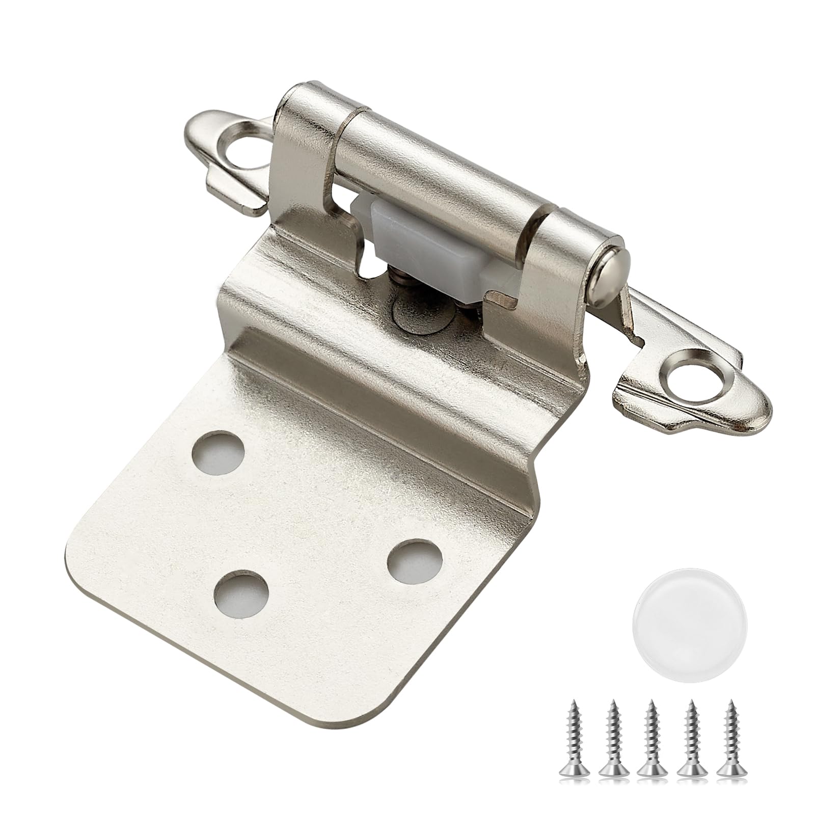 Photo 1 of 10 Pack (5 Pairs) 3/8 Inch Insert Kitchen Cabinet Hinges, Satin Nickel Self Closing Hinges for Kitchen Cabinet Doors, Semi-Concealed Cupboard Hardware, Face Mount Hardware, Silver