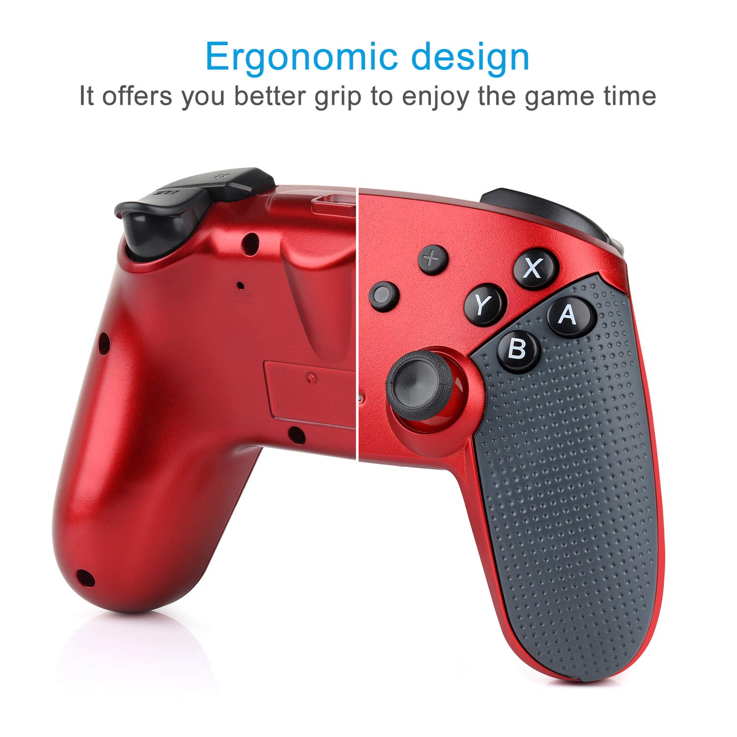 Switch Pro Controller,Wireless Switch Controller for Nintendo Console,with LED Type C Charging Cable(Red)