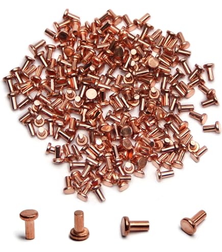 Uxcell 100-Pack 3/32" X 15/32" Round Head Copper Solid Rivets – Fasteners For Electrical & Decorative Work