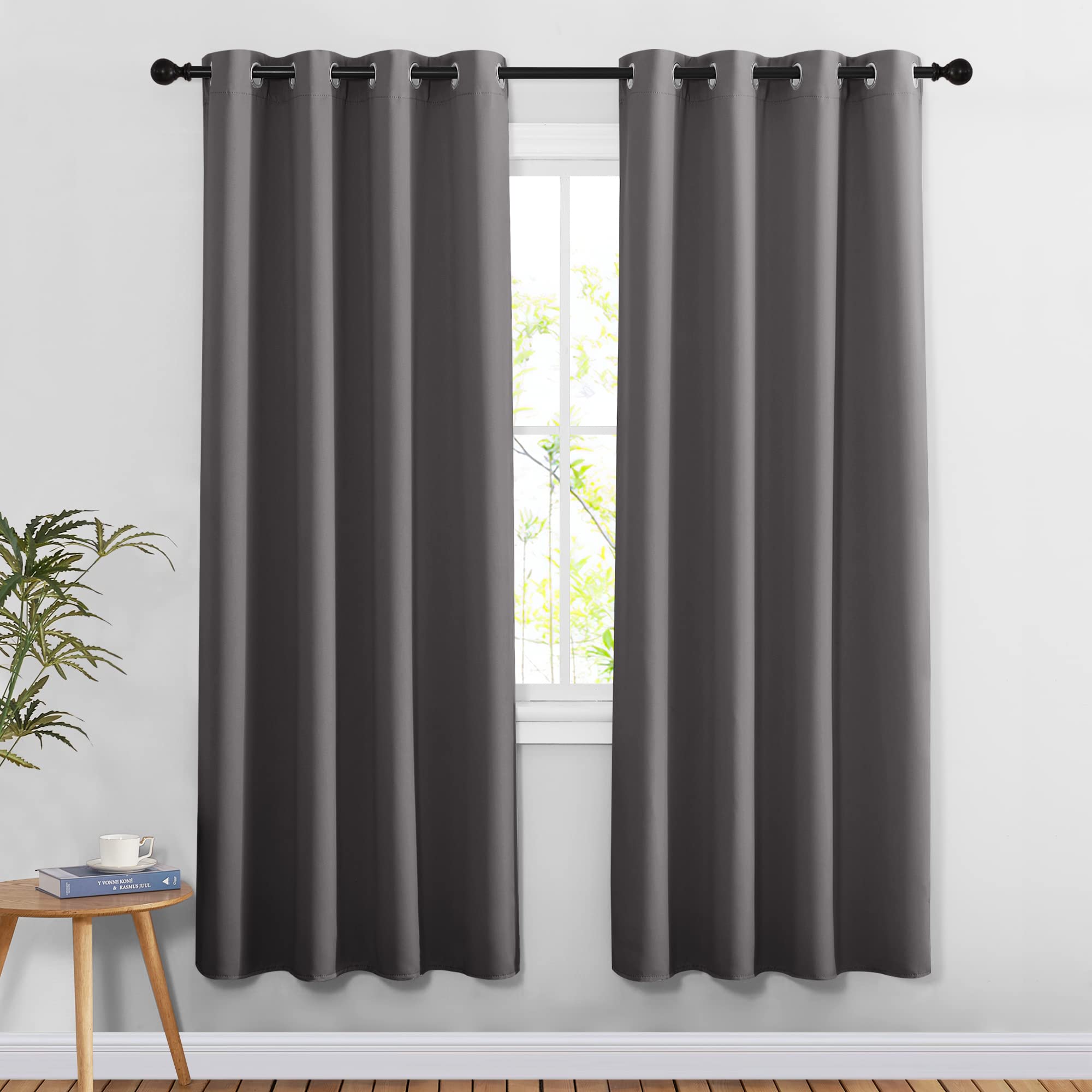 Photo 1 of NICETOWN Grey Blackout Curtains & Drapes for Doorway - Grommet Privacy Door Curtains Noise Reducing Thermal Insulated Window Treatments for Bedroom/Living Room (2 Panels, W52 x L78)