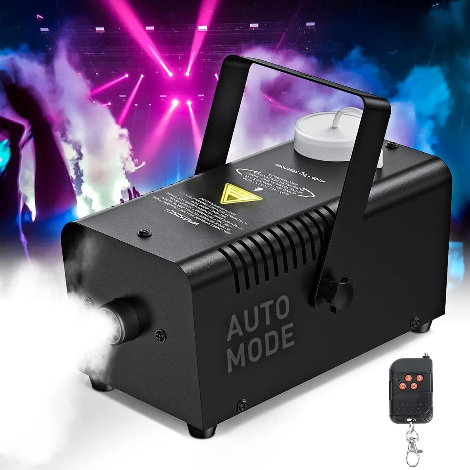 Photo 1 of Fog Machine, Automatic Smoke Machine with Wireless Remote Control, Portable Capacity Stage Smoke Machine Fog for Parties, Halloween Wedding, 3 Modes Continuous Spray