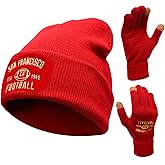 Vintage Classic Skull Cap Embroidery Beanie Fasion Hat Cuffed Winter Hat Knit Comes with Warm Gloves Gifts for Men Women Fans
