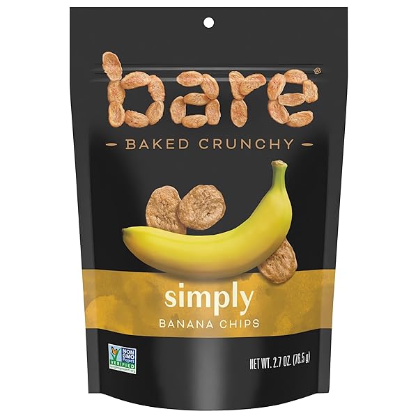 BARE BAKED CRUNCHY BANANA CHIPS, SIMPLY BANANA, GLUTEN...