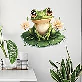 RoyoLam Frog and Lotus Wall Decals Removable Animal Vinyl Stickers for Nursery Kids Bedroom and Playroom Cartoon Decor Peel and Stick Wall Art