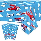 Wiooffen 3pcs Airplane Party Tablecloth Supplies Plane Plastic Table Cloth Helicopter Blue Sky Theme Table Cover Favors Disposable Tablecloths Birthday Decorations for Kids, 54” x 108”