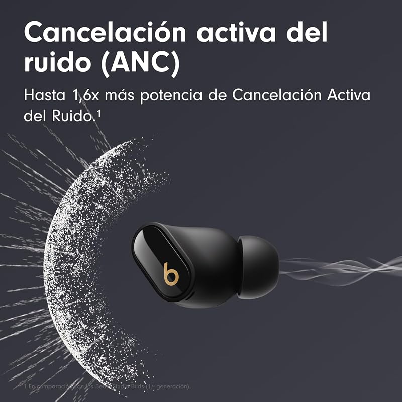 Beats studio buds+ (2023): fones de ouvido totalmente sem fio com cancelamento de ruído, melhor compatibilidade com apple e android, microfone integrado, bluetooth, resistência ao suor - preto/dourado