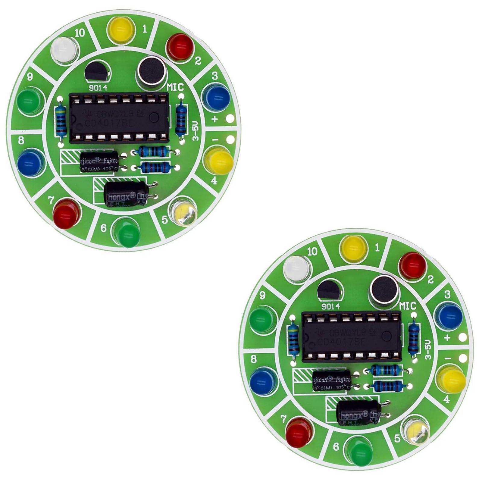 PZMYJB Colourful Voice Control Rotating LED Light DIY Practical Soldering Practice Kit Electronic Training Board Manufacturing DIY Kit Replacement Parts Student Laboratory Pack of 2