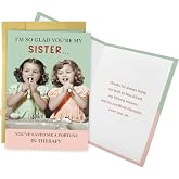 Oamiolek Funny Thank You Card for Sister, Humor Sister Birthday Card | Thanksgiving Day Card for Sis, Sis Appreciation Card, I Am Glad You Are My Sister, Pre-Printed Message Inside, 8 x 5.3 Inches