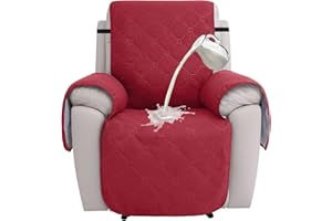 hyha 100% Waterproof Recliner Chair Covers, Non Slip Recliner Cover, Recliner Covers That Stay in Place, Reclining Slipcovers with Pocket, Furniture Protector for Pets, Dog (23.6", Wine)
