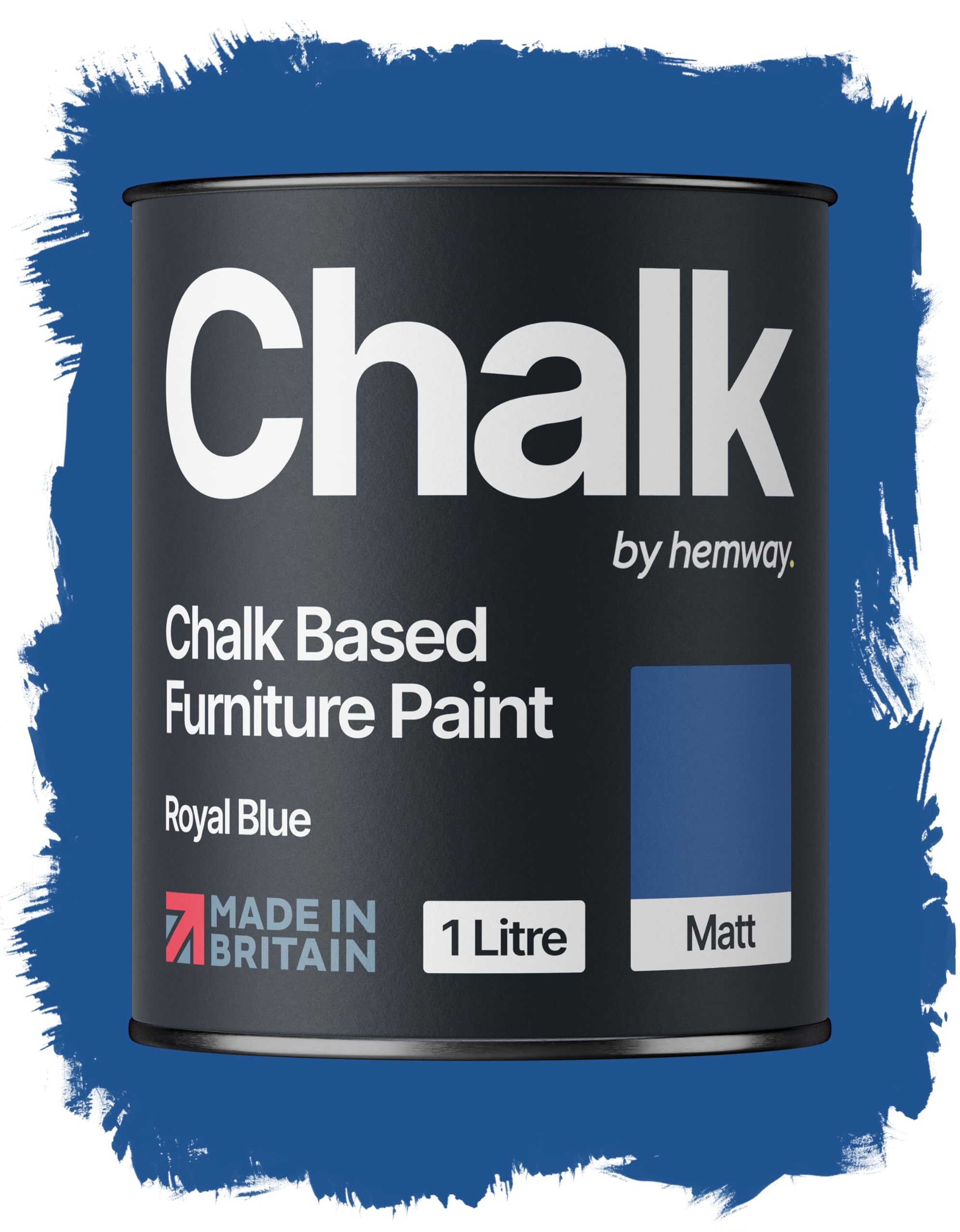 Hemway Chalk Based Furniture Paint, Royal Blue 1L, Matt Finish Shabby Chic, Chalk Paint Furniture & Walls, Quick Dry & 1 Coat