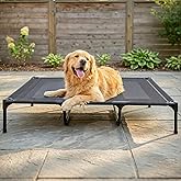 suddus Elevated Dog Bed for Large Dogs 120lb, Breathable Cooling Raised Dog Cot with Dual Support Bars &amp; Metal Frame, No-Slip Feet, Waterproof Pet Bed for Indoor/Outdoor, X-Large, 48 * 36 * 9in, Grey