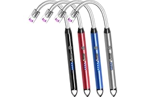 LUXGAZE 4 Pack Candle Lighter Electric Rechargeable Arc Windproof Lighters Flexible Neck Long Rotate 360 Plasma Lighter USB Flameless Lighters Candles Grill BBQ