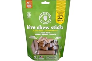 PROJECT HIVE ·PET COMPANY· Dental Chew Stick Treats for Small Dogs 12 oz. - Healthy, Natural Peanut Butter Flavored, Natural, Vegetarian Chews, Made in The USA (Chew Sticks, Small Breeds)