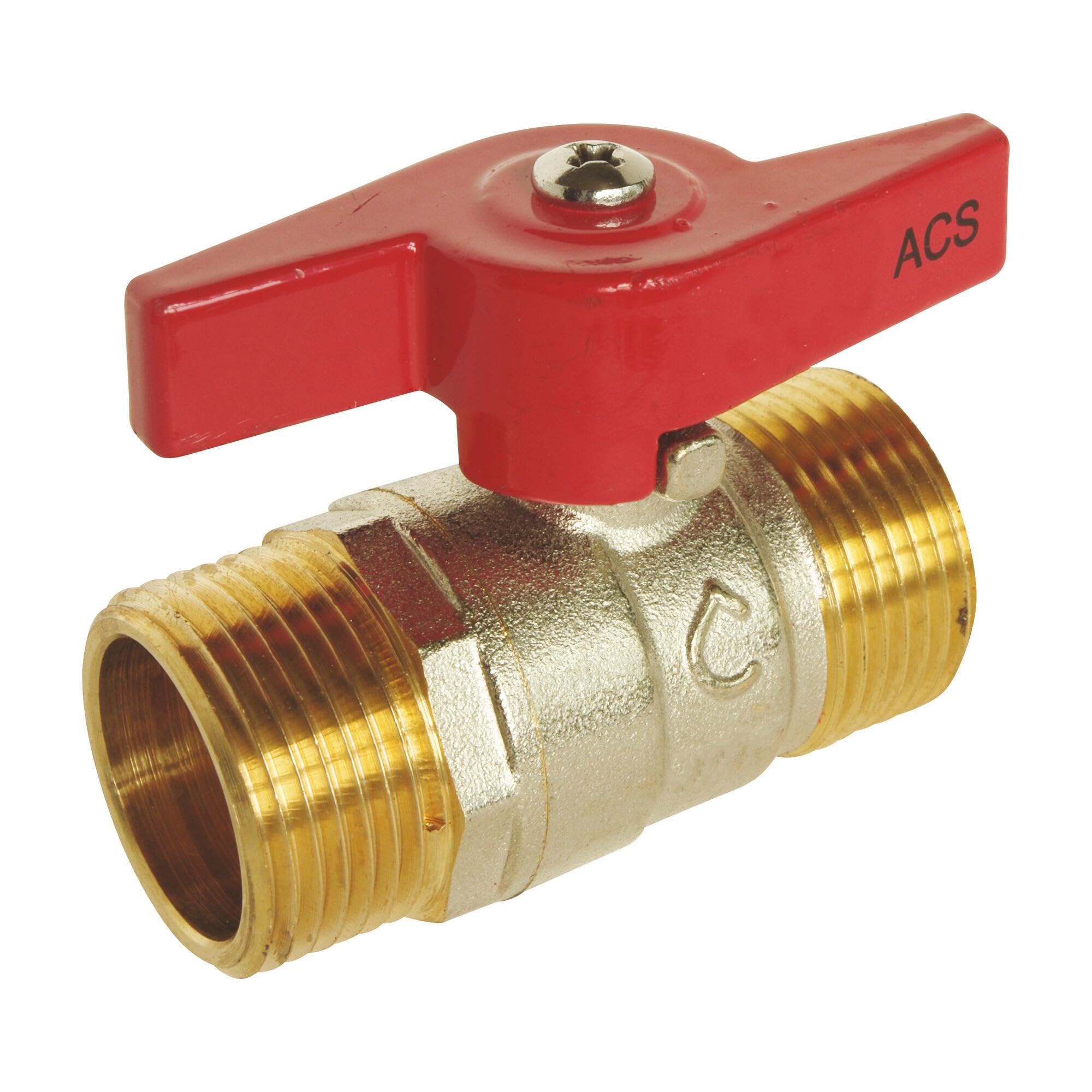 SOMATHERM for You, Double Male Ball Valve 3/4 inch - Butterfly Handle - PN 16 - Sealing by Double O-Rings - Brass Body CW617N - Resistant to 90°C - 3 Year Warranty