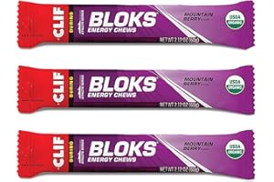 SHOT BLOKS CLIF BLOKS - Energy Chews - Mountain Berry - Non-GMO - Plant Based Food - Fast Fuel for Cycling and Running -Workout Snack(2.1 Ounce Packet, 3 Count)