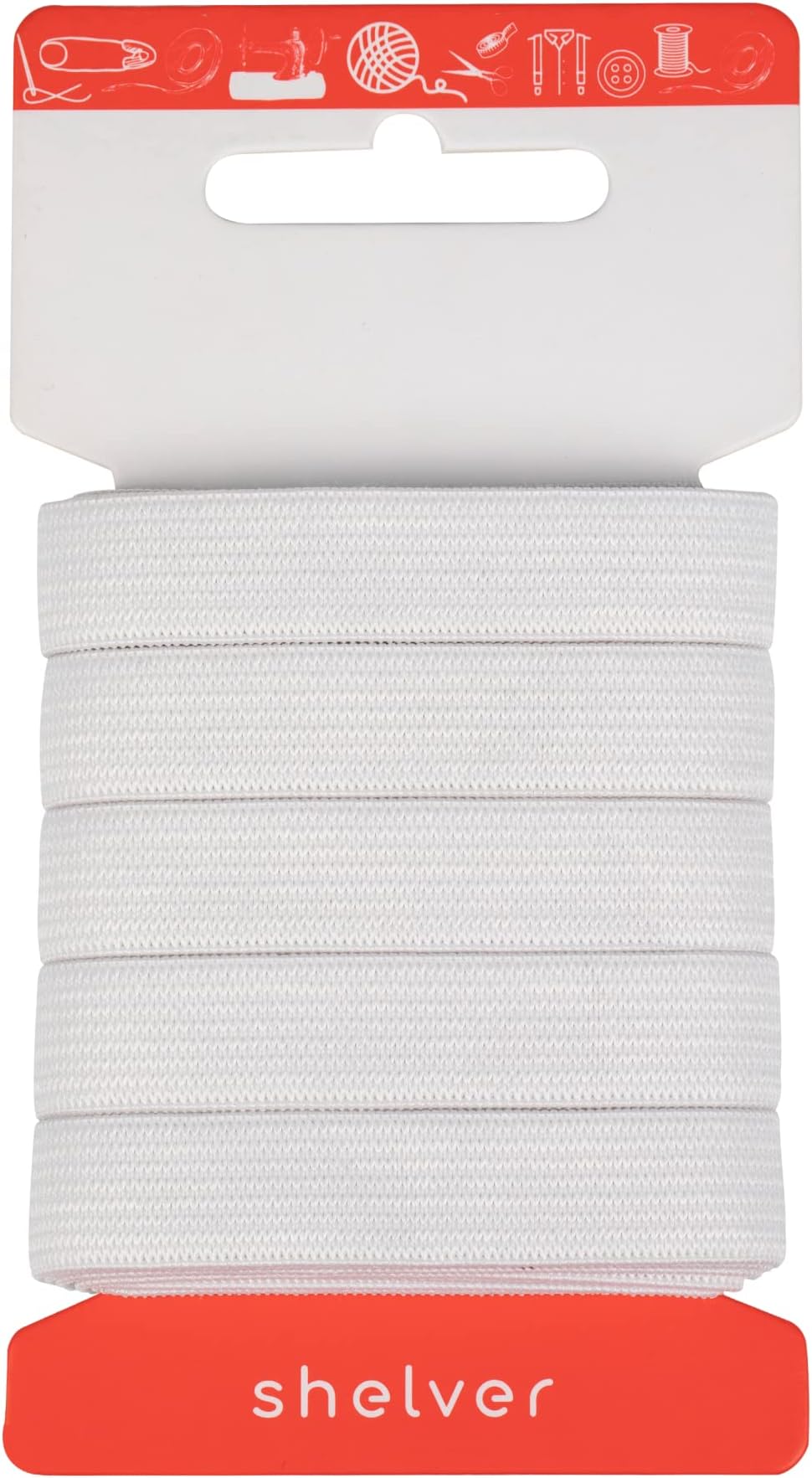 Shelver Elastic for Sewing White 15mm x 5m Widths 7 10 15 20 25 40 50 mm
