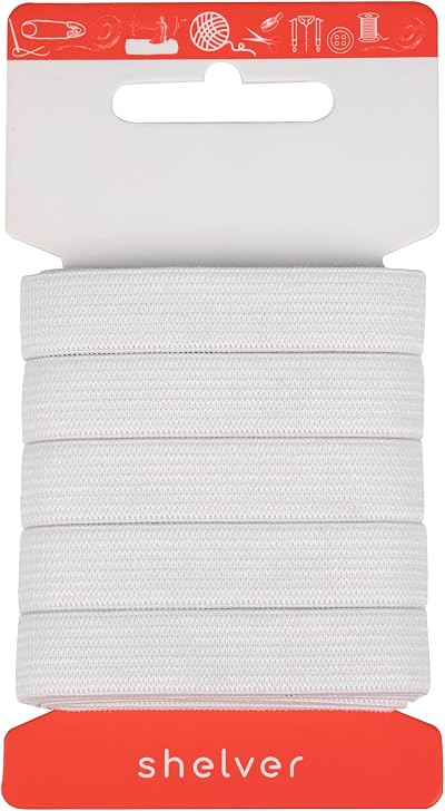 Shelver Elastic for Sewing White 15mm x 5m Widths 7 10 15 20 25 40 50 mm