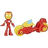 Spidey and His Amazing Friends, Iron Man Action Figure & Toy Motorcycle Playset, Marvel Super Hero Preschool Toys for Kids 3 and Up