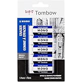 Tombow Mono White 5-Pack, Small Eraser (57321)