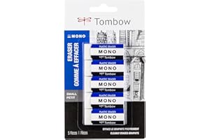 Tombow 57321 MONO Eraser, White, Small, 5-Pack. Cleanly Removes Marks Without Damaging Paper
