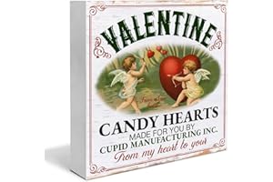 YXSEZ Valentines Decor Valentines Day Decor Valentine Candy Hearts Wooden Sign Valentines Day Decorations Home Shelf Decor 5 x 5 Inches