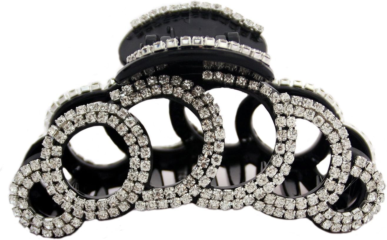 JCPeniel Elegant Style Large Fancy Good Quality Rhinestones Claw Clip Jaw Clips For Thick Hair