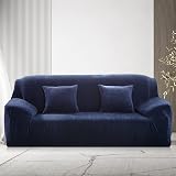 Teynewer Thick Velvet Sofa Cover 1 Seater Blue High Stretch Non-Slip Protector view 7