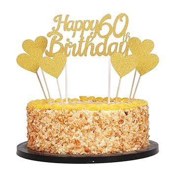 Amazon Com Qiynao Gold Glittery Happy Birthday Cake Toppers And