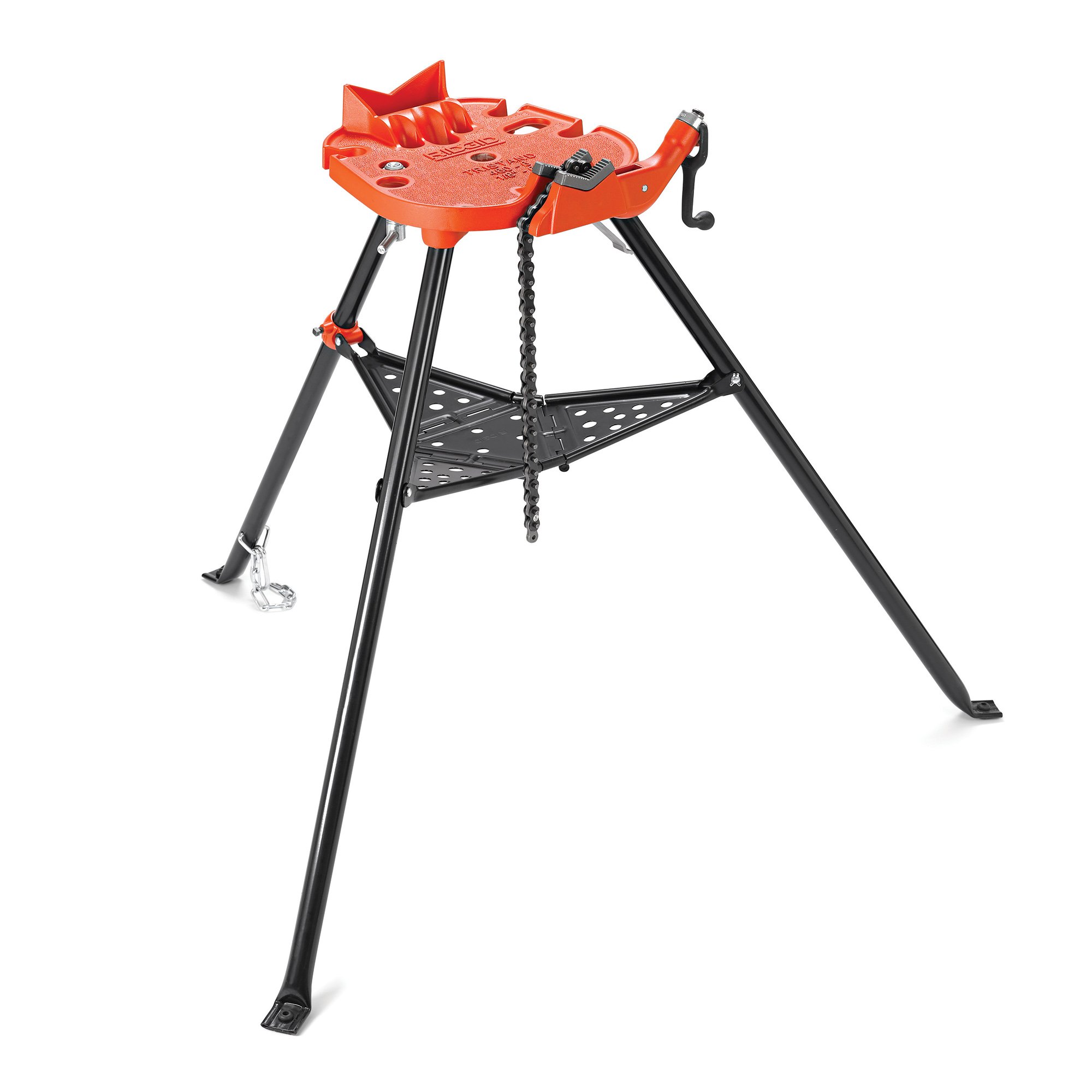 Portable 460 6" Tripod Pipe Chain Vise Stand w/ Large Base Overhangs