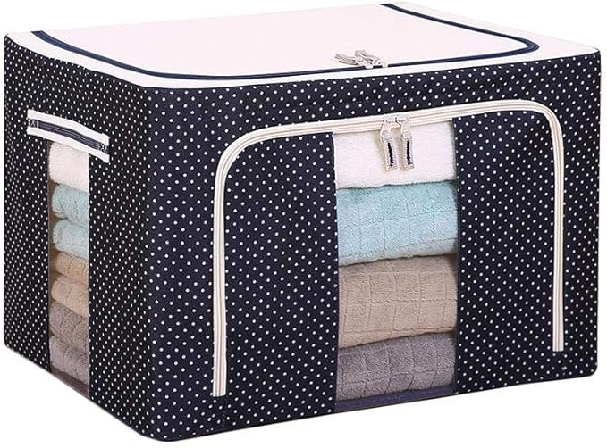 1Pc Stackable Storage Box Polka Dots Oxford Cloth Steel Frame Shelf