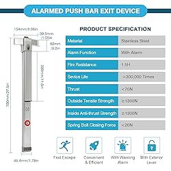 IRONWALLS Push Bar Panic Exit Device with Alarm