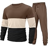 UOUA Mens 2 Piece Sweatsuits Outfits Color Block Loungewear & Joggers Sweatpants Casual Track Suits Set