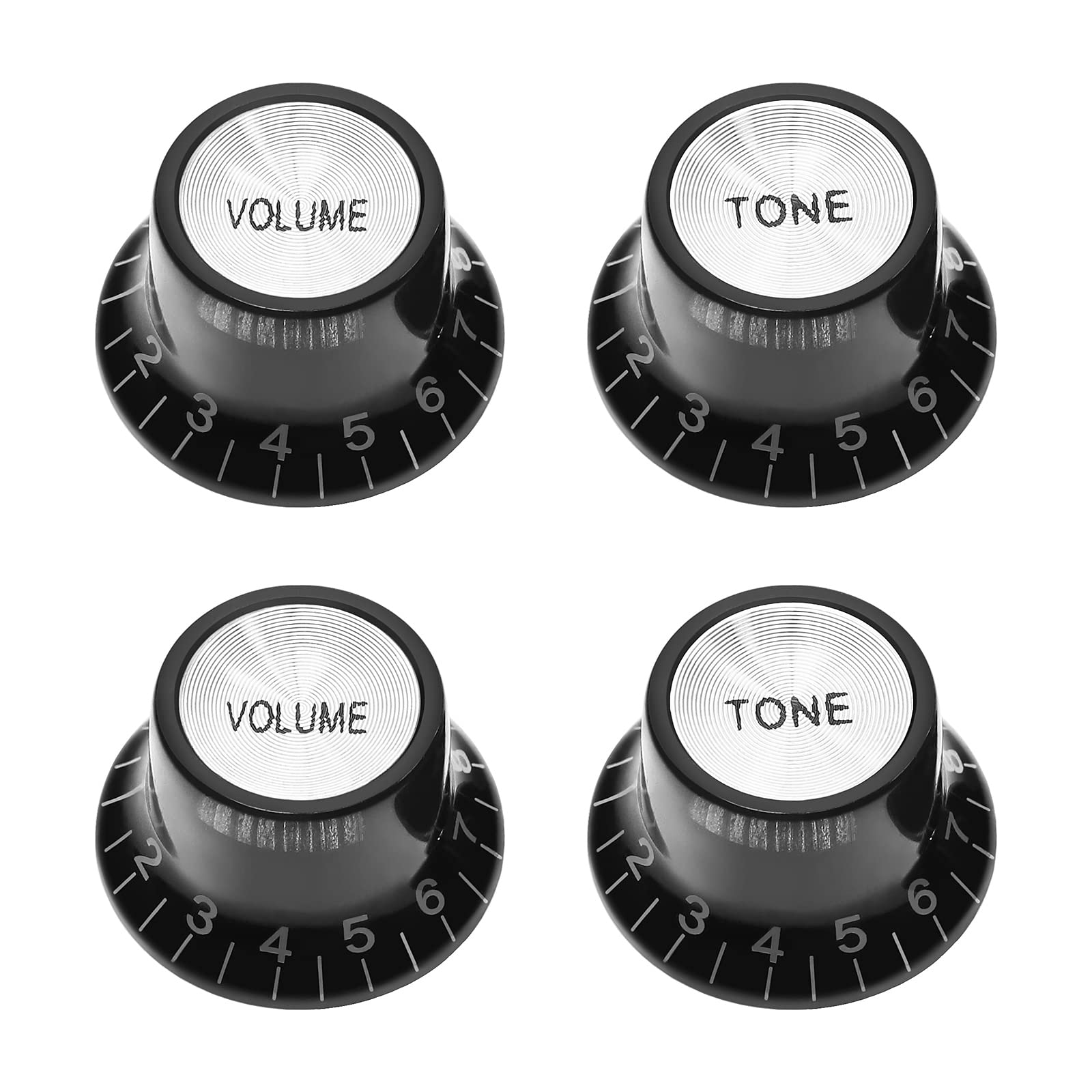 YINETTECH 4PCS Volume Tone Control Knobs Compatible with Fender Compatible with Bourns Compatible with Les Paul Electric Guitar Knobs 2 Volume & 2 Tone Knobs Black